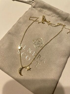 Kendra Scott Gold Crescent Moon & Star Charm Necklace